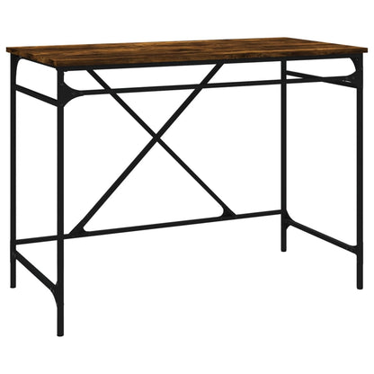 Desk Smoked Oak 100x50x75 cm Engineered Wood and Iron