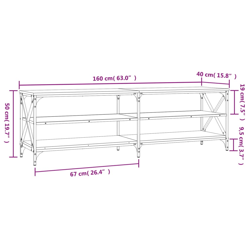 TV Cabinet Sonoma Oak 160x40x50 cm Engineered Wood