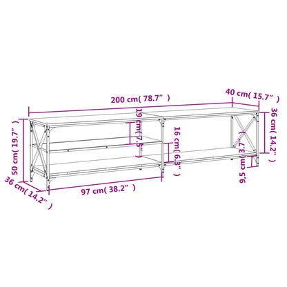 TV Cabinet Sonoma Oak 200x40x50 cm Engineered Wood and Metal