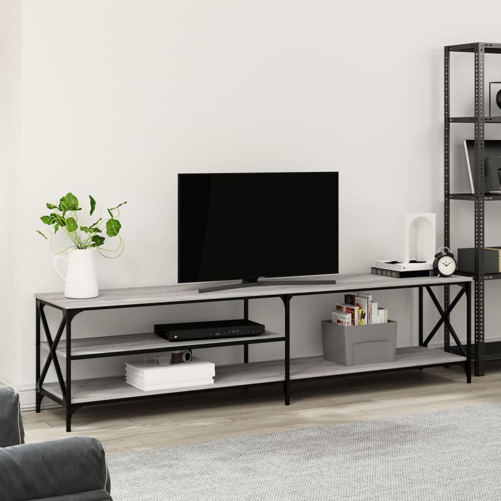 TV Cabinet Grey Sonoma 200x40x50 cm Engineered Wood and Metal