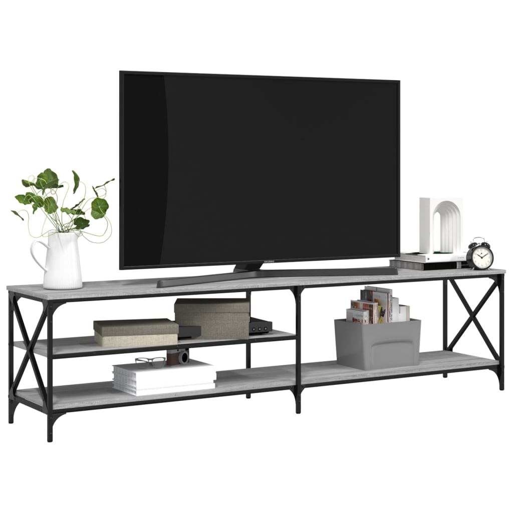 TV Cabinet Grey Sonoma 200x40x50 cm Engineered Wood and Metal