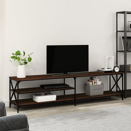 TV Cabinet Brown Oak 200x40x50 cm Engineered Wood and Metal