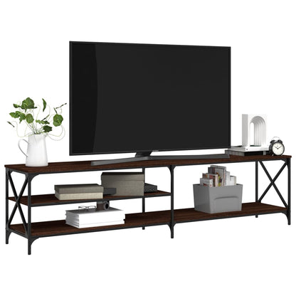 TV Cabinet Brown Oak 200x40x50 cm Engineered Wood and Metal