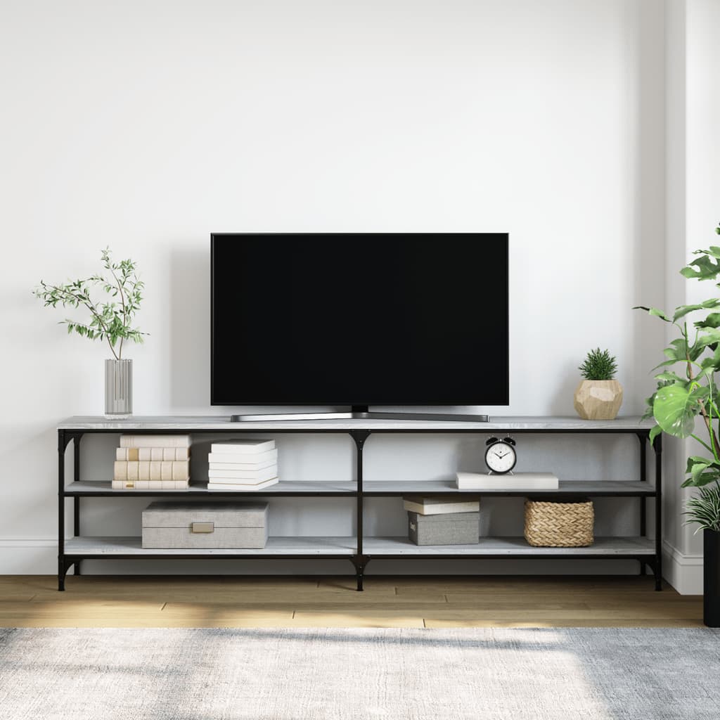 TV Cabinet Grey Sonoma 180x30x50 cm Engineered Wood and Metal