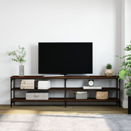 TV Cabinet Brown Oak 180x30x50 cm Engineered Wood and Metal