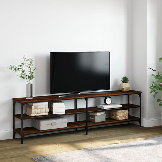 TV Cabinet Brown Oak 180x30x50 cm Engineered Wood and Metal