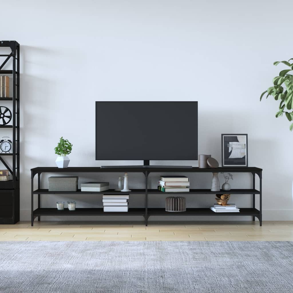 TV Cabinet Black 200x30x50 cm Engineered Wood and Metal