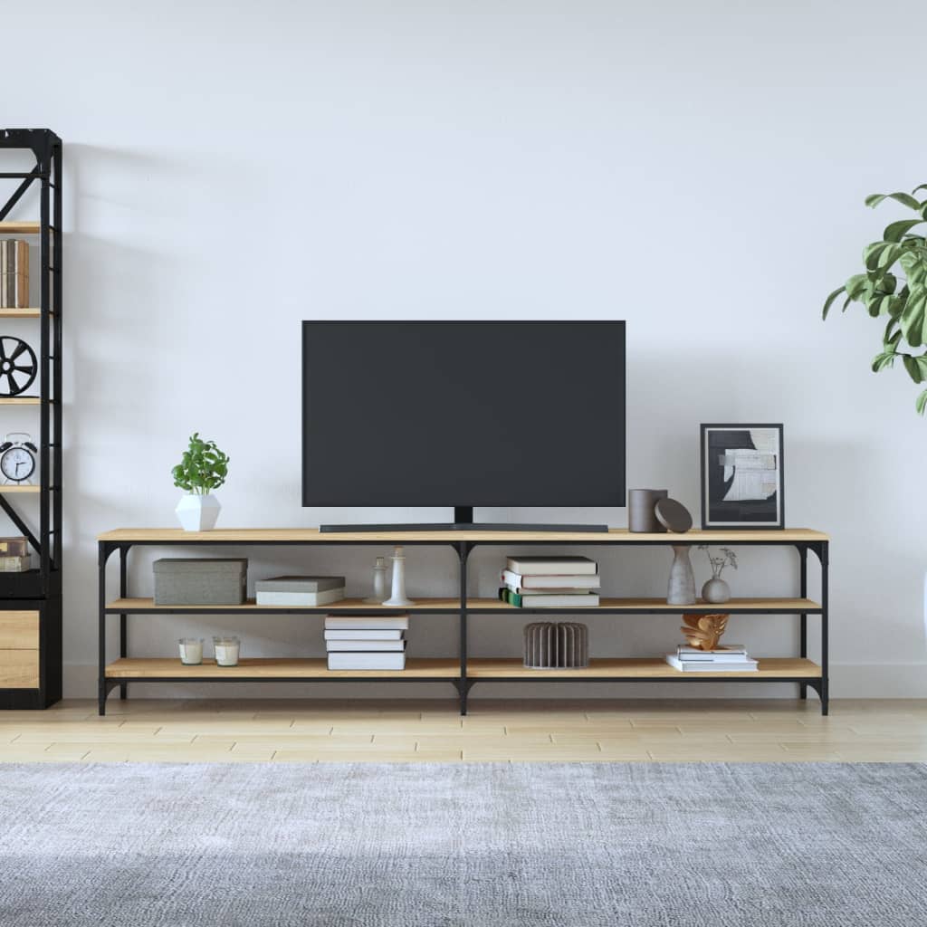 TV Cabinet Sonoma Oak 200x30x50 cm Engineered Wood and Metal