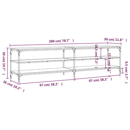 TV Cabinet Sonoma Oak 200x30x50 cm Engineered Wood and Metal