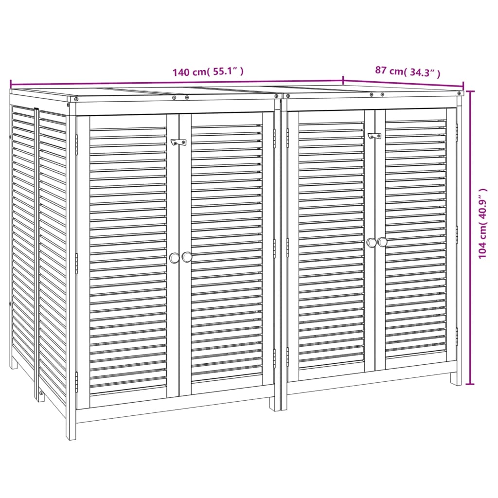 Garden Storage Box 140x87x104 cm Solid Wood Acacia