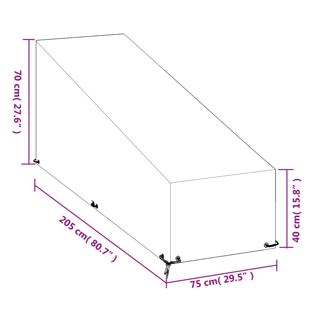 Sunlounger Covers 2 pcs 12 Eyelets 205x75x40/70 cm Polyethylene