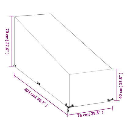 Sunlounger Covers 2 pcs 12 Eyelets 205x75x40/70 cm Polyethylene