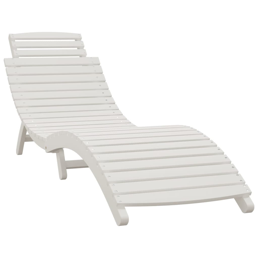 Sun Loungers 2 pcs with Table White Solid Wood Acacia