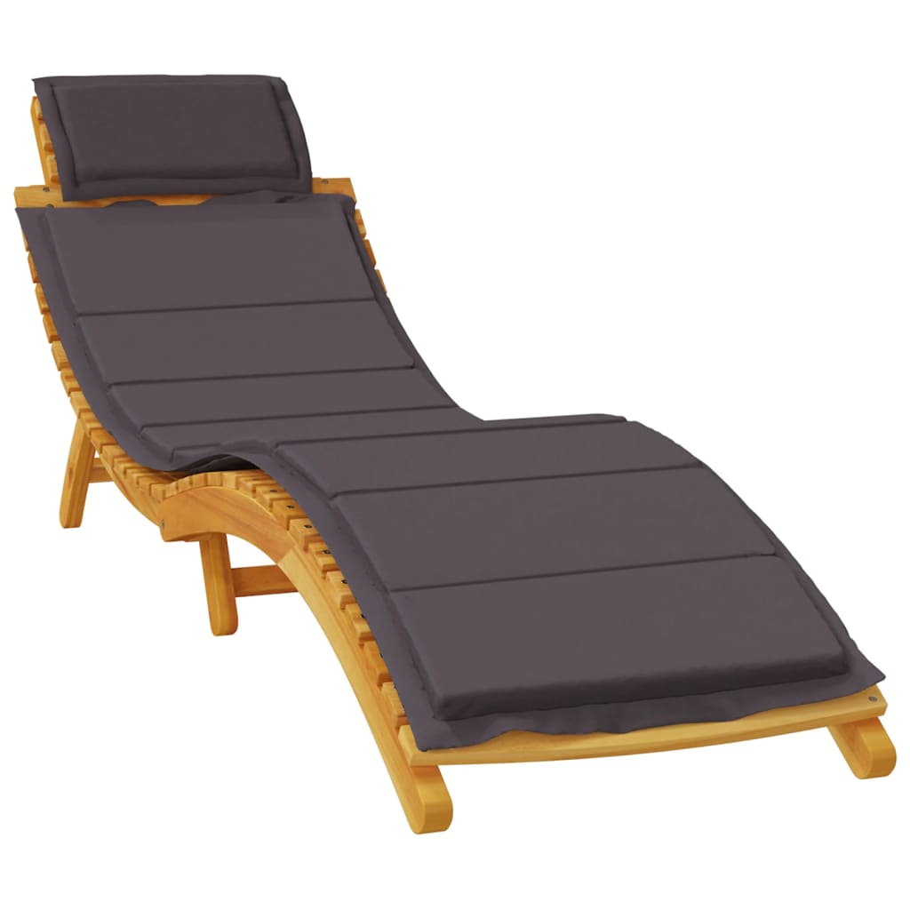 Sun Loungers 2 pcs with Dark Grey Cushions Solid Wood Acacia