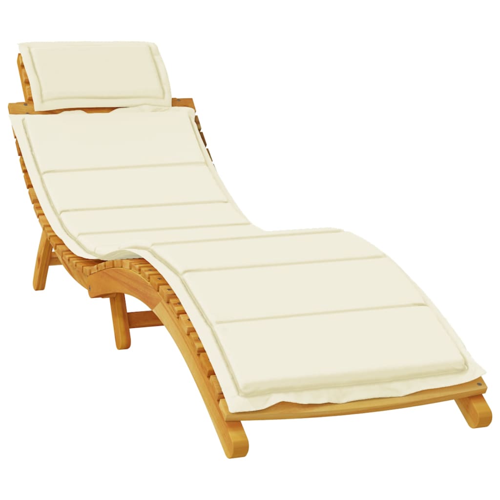 Sun Loungers 2 pcs with Cream Cushions Solid Wood Acacia