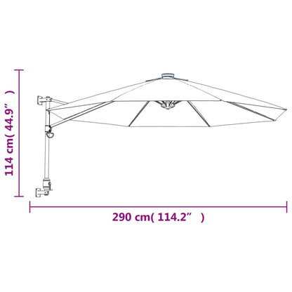 Wall-mounted Parasol Bright Red 290 cm