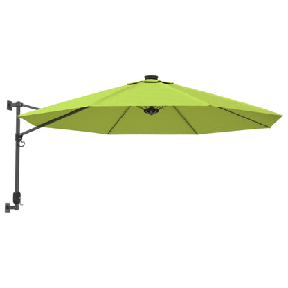 Wall-mounted Parasol with LEDs Apple Green 290cm