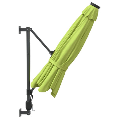 Wall-mounted Parasol with LEDs Apple Green 290cm