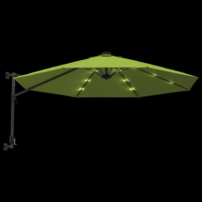 Wall-mounted Parasol with LEDs Apple Green 290cm