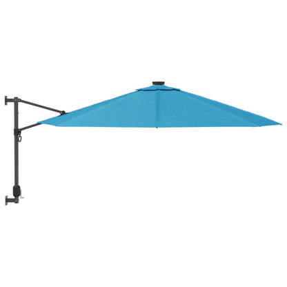 Wall-mounted Parasol with LEDs Sea Blue 290cm