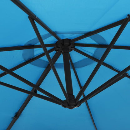 Wall-mounted Parasol with LEDs Sea Blue 290cm