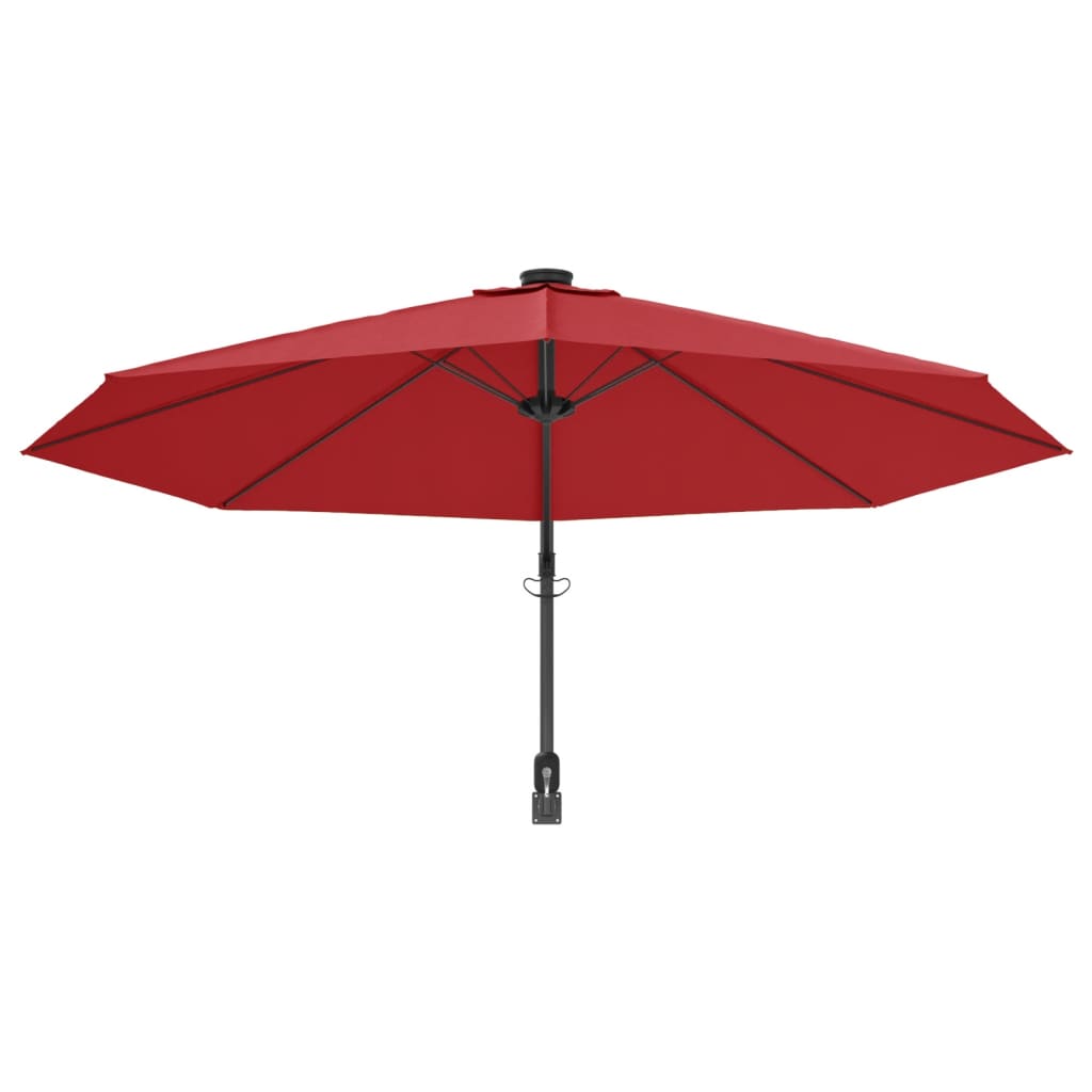 Wall-mounted Parasol with LEDs Bright Red 290cm