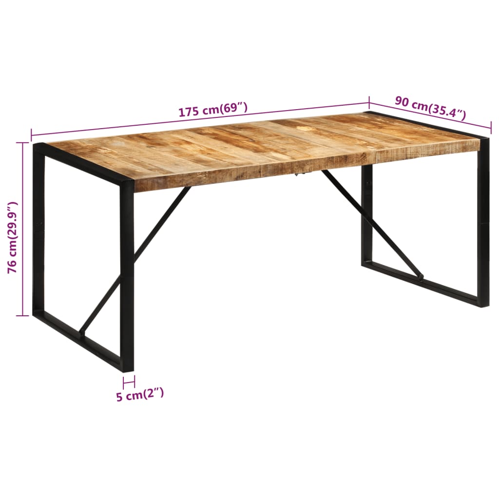 Dining Table 175x90x76 cm Solid Rough Wood Mango