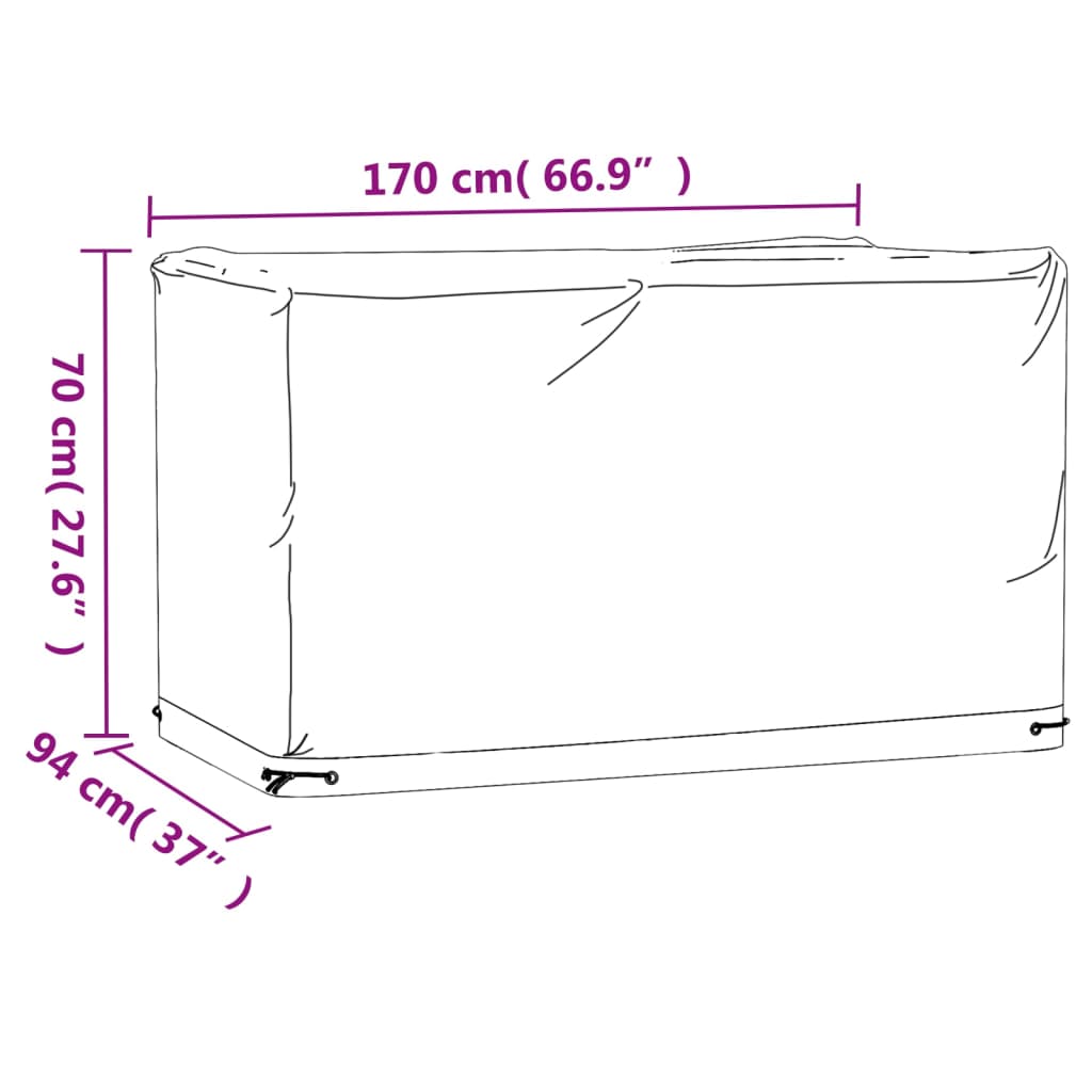 Garden Furniture Cover 8 Eyelets 170x94x70 cm Rectangular