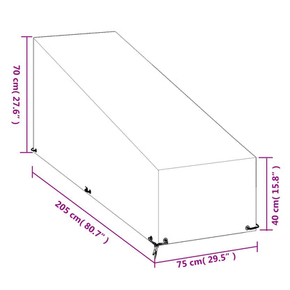 Sunlounger Cover 12 Eyelets 205x75x40/70 cm Polyethylene