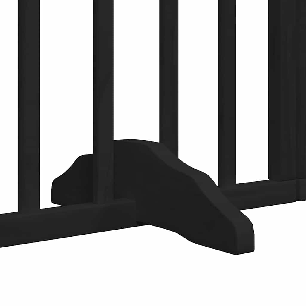 Dog Gate with Door Foldable 6 Panels Black 480 cm Poplar Wood