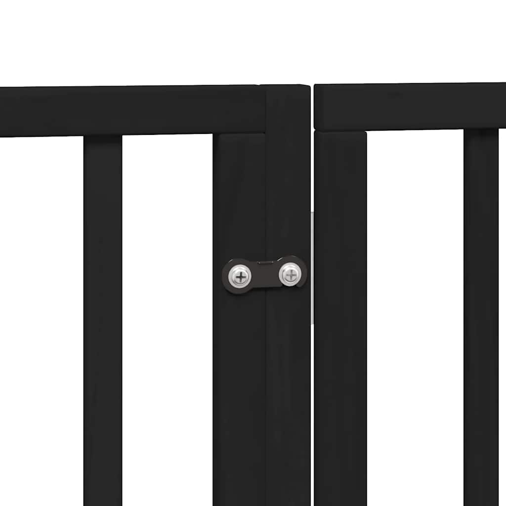 Dog Gate with Door Foldable 6 Panels Black 480 cm Poplar Wood