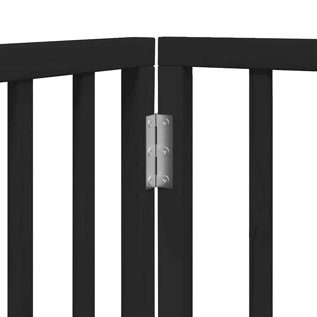 Dog Gate with Door Foldable 6 Panels Black 480 cm Poplar Wood