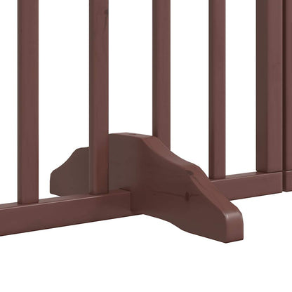 Dog Gate with Door Foldable 15 Panels Brown 750 cm Poplar Wood