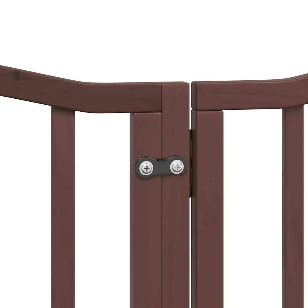 Dog Gate with Door Foldable 15 Panels Brown 750 cm Poplar Wood