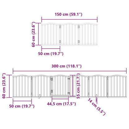 Dog Gate with Door Foldable 15 Panels Brown 750 cm Poplar Wood