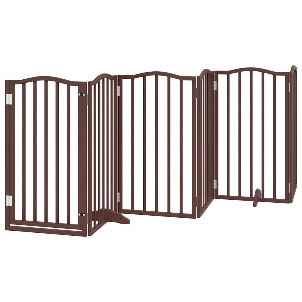 Dog Gate with Door Foldable 15 Panels Brown 750 cm Poplar Wood