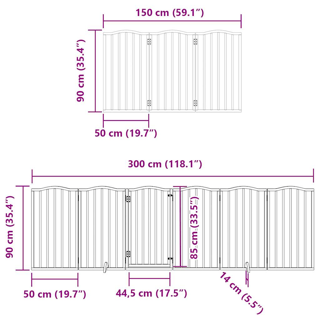 Dog Gate with Door Foldable 15 Panels Brown 750 cm Poplar Wood