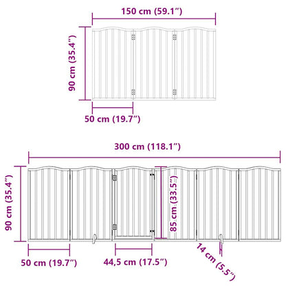 Dog Gate with Door Foldable 15 Panels Brown 750 cm Poplar Wood