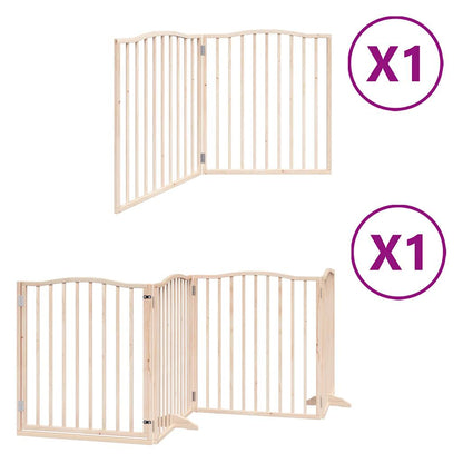 Dog Gate with Door Foldable 6 Panels 480 cm Poplar Wood