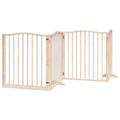 Dog Gate with Door Foldable 6 Panels 480 cm Poplar Wood