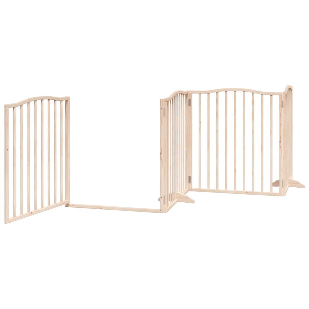 Dog Gate with Door Foldable 6 Panels 480 cm Poplar Wood