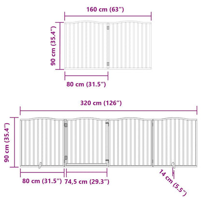 Dog Gate with Door Foldable 6 Panels 480 cm Poplar Wood