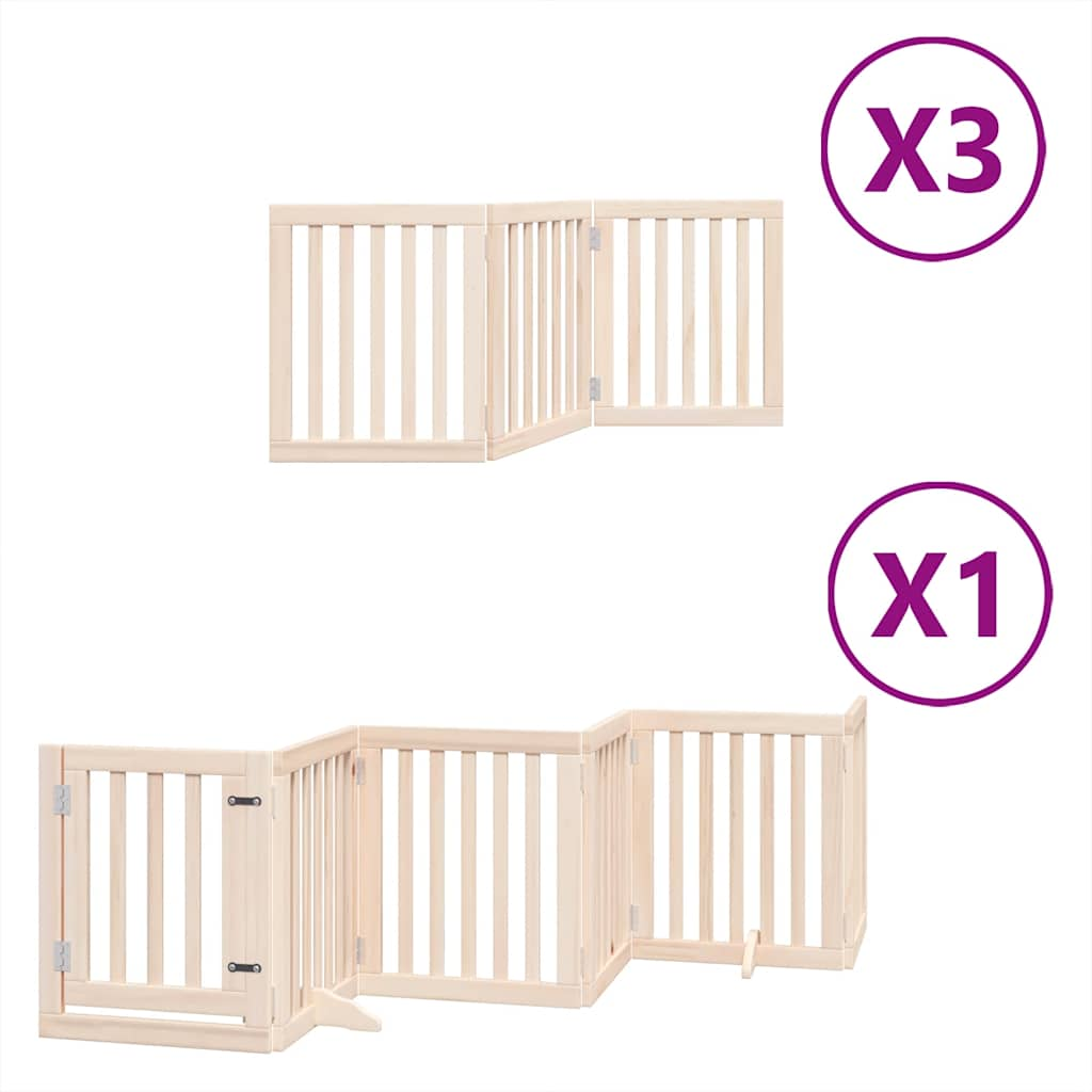 Dog Gate with Door Foldable 15 Panels 750 cm Poplar Wood