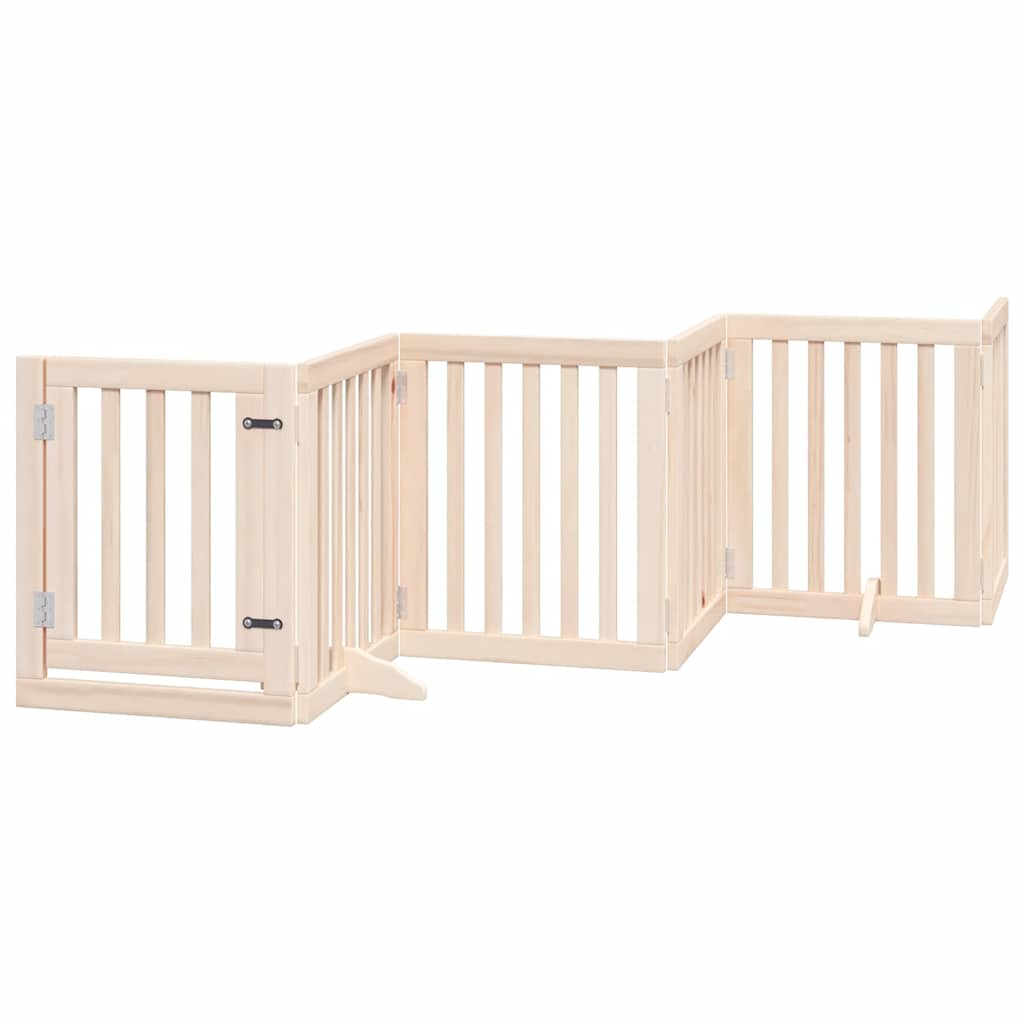 Dog Gate with Door Foldable 15 Panels 750 cm Poplar Wood