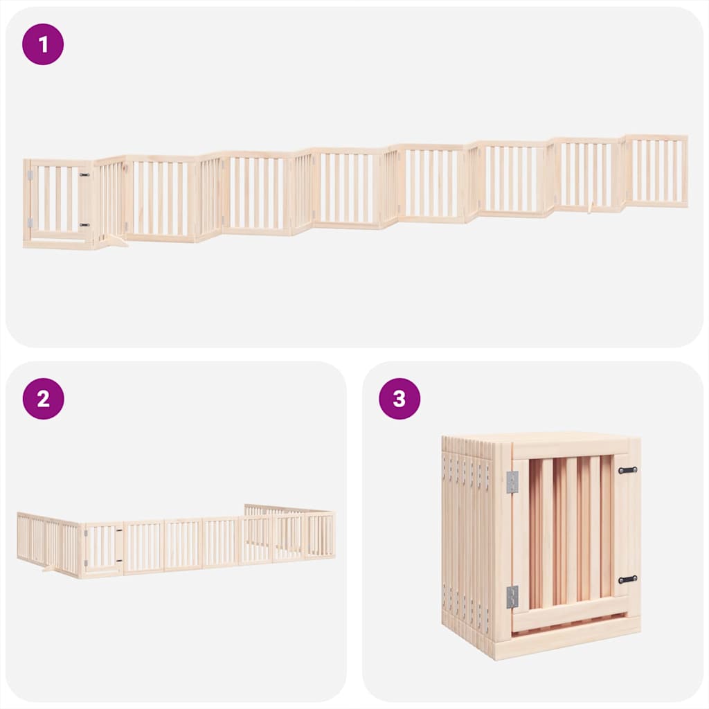 Dog Gate with Door Foldable 15 Panels 750 cm Poplar Wood