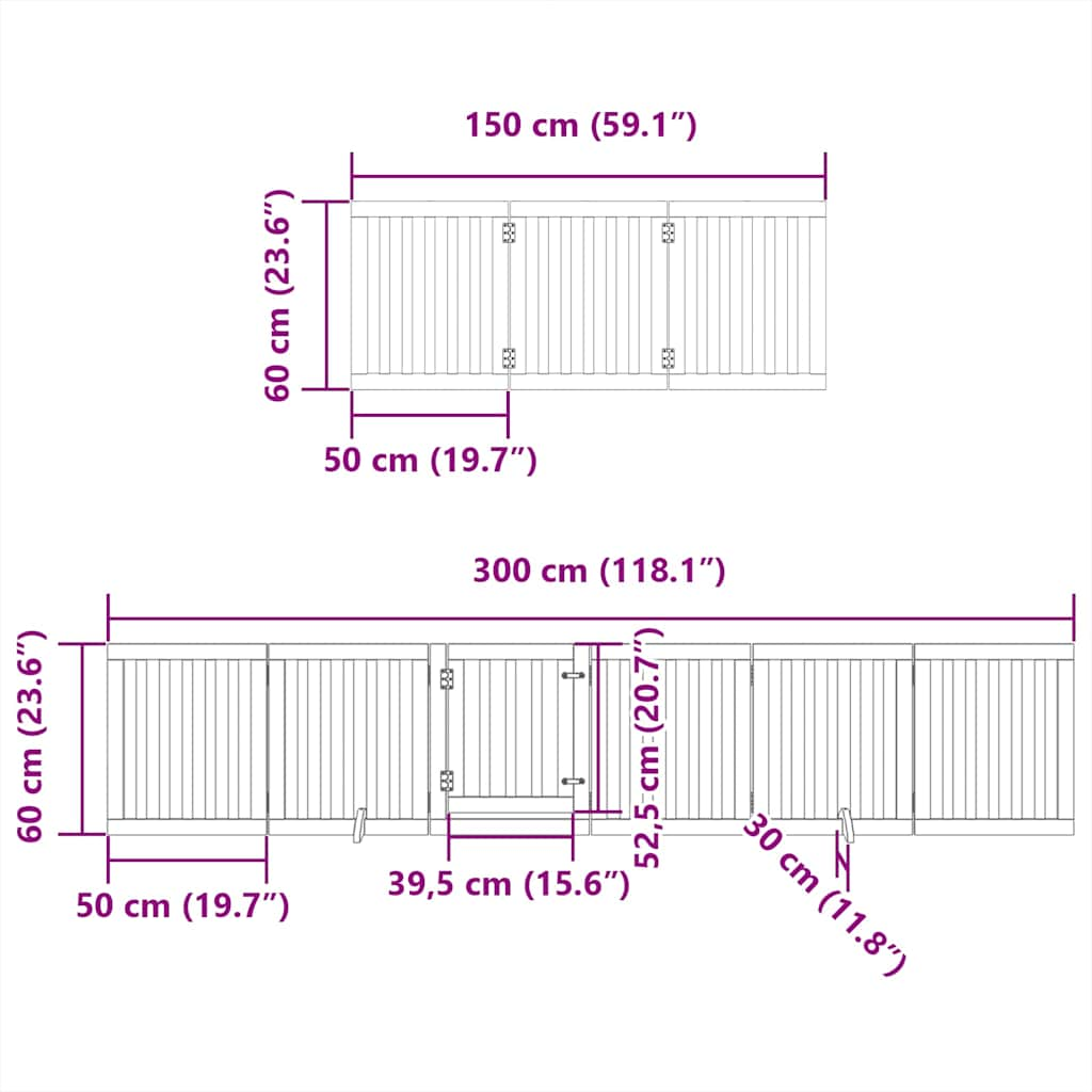 Dog Gate with Door Foldable 15 Panels 750 cm Poplar Wood