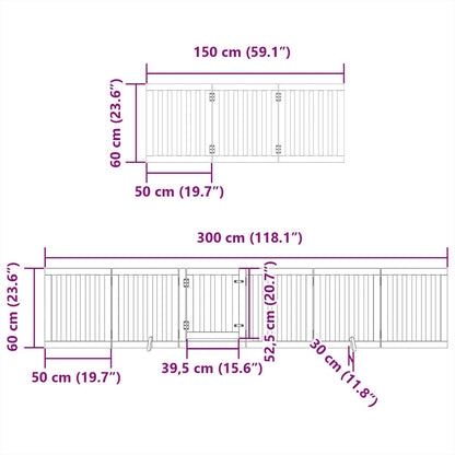 Dog Gate with Door Foldable 15 Panels 750 cm Poplar Wood