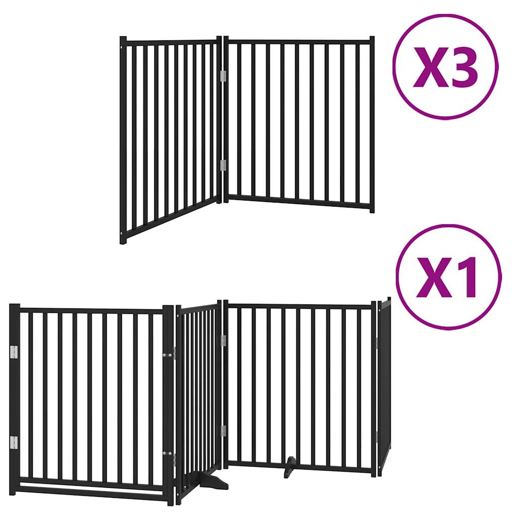 Dog Gate with Door Foldable 10 Panels Black 800 cm Poplar Wood