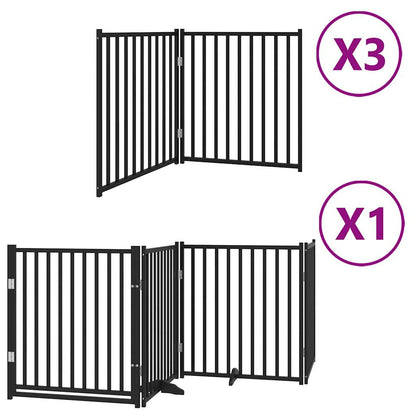 Dog Gate with Door Foldable 10 Panels Black 800 cm Poplar Wood