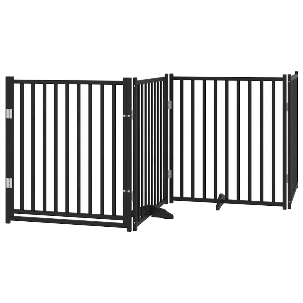 Dog Gate with Door Foldable 10 Panels Black 800 cm Poplar Wood